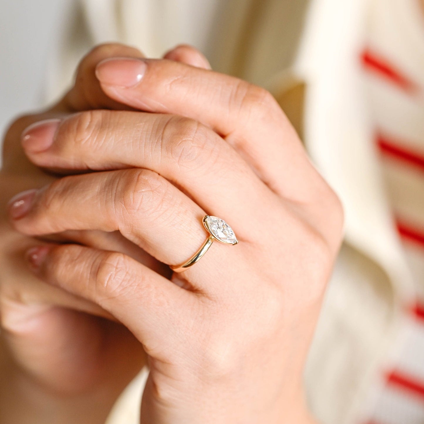 3.0 CT Marquise Cut Solitaire Moissanite Engagement Ring