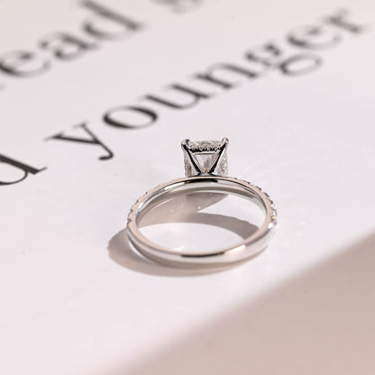 3.5 CT Radiant Cut Hidden Halo Moissanite Engagement Ring