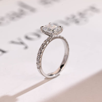 3.5 CT Radiant Cut Hidden Halo Moissanite Engagement Ring