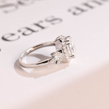 3.5 CT Oval Cut Halo Moissanite Engagement Ring