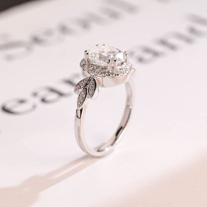 3.5 CT Oval Cut Halo Vintage Moissanite Engagement Ring