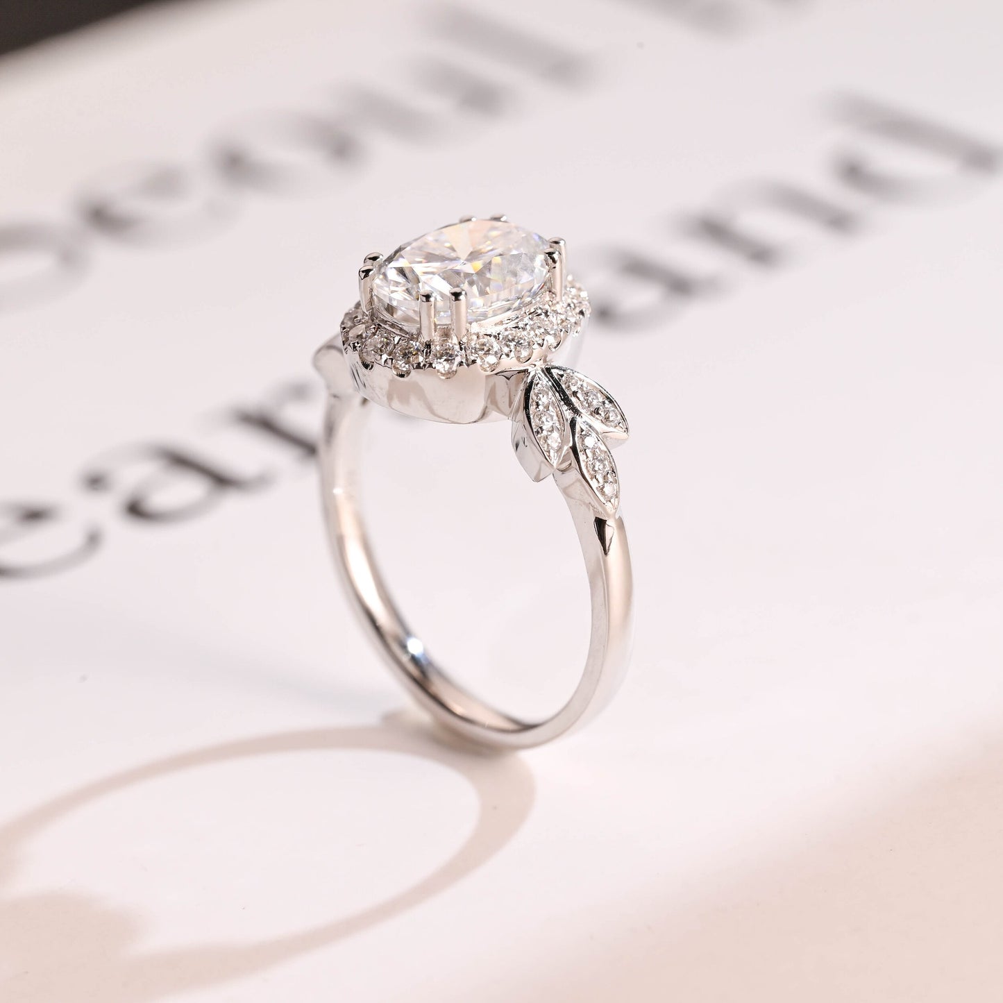 3.5 CT Oval Cut Halo Moissanite Engagement Ring