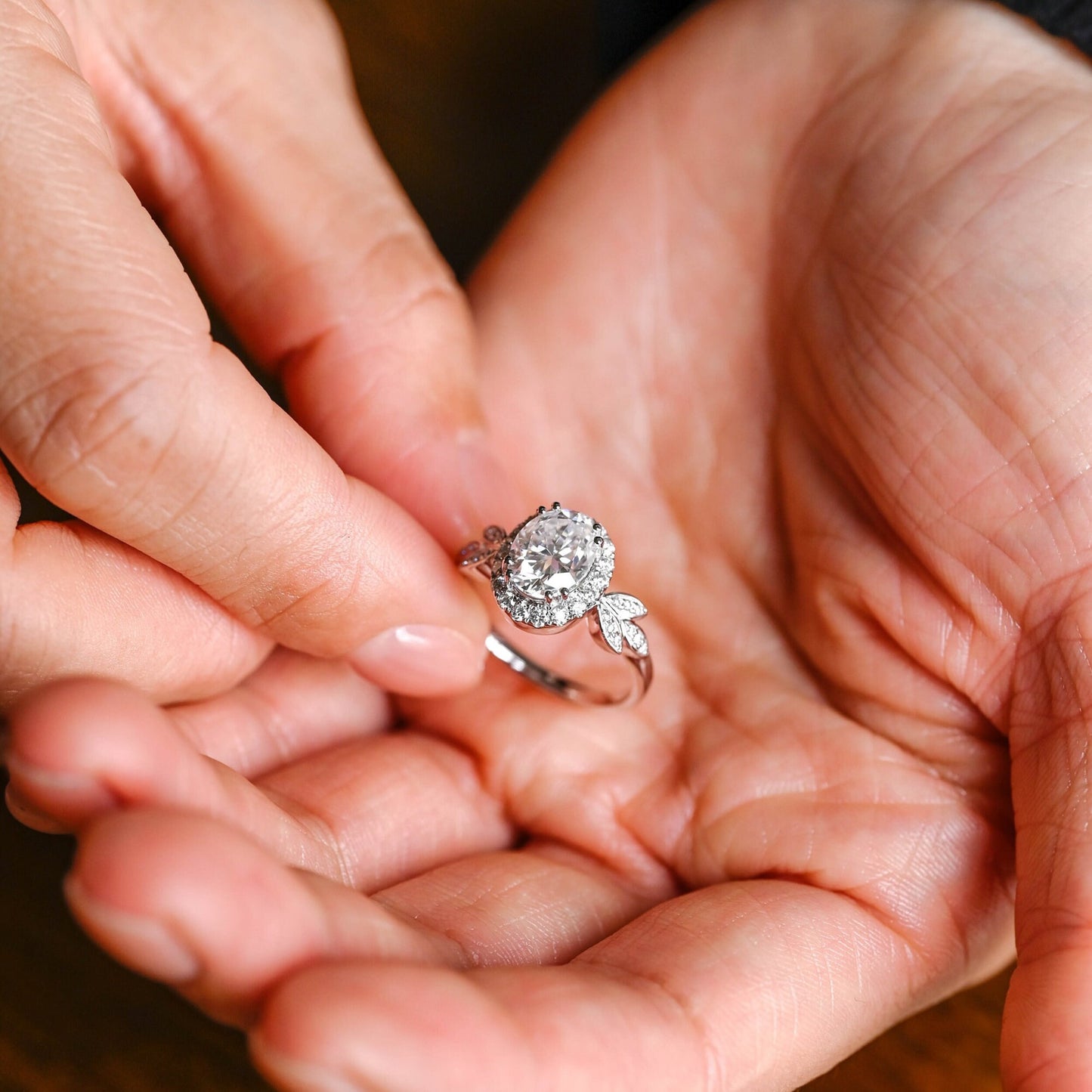 3.5 CT Oval Cut Halo Moissanite Engagement Ring