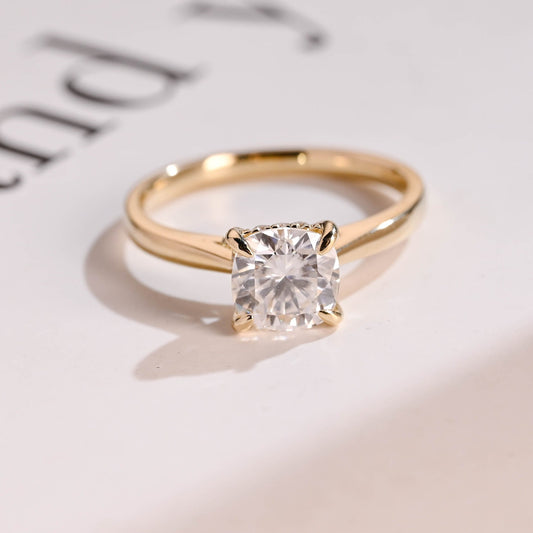 5.0 CT Cushion Cut Hidden Halo Moissanite Engagement Ring