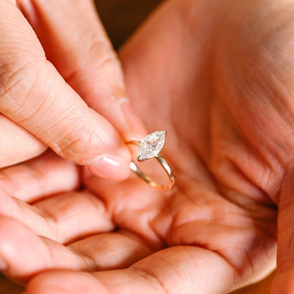 3.0 CT Marquise Cut Solitaire Moissanite Engagement Ring