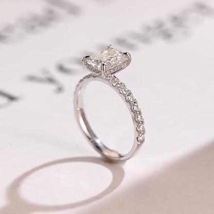 3.5 CT Radiant Cut Hidden Halo Moissanite Engagement Ring