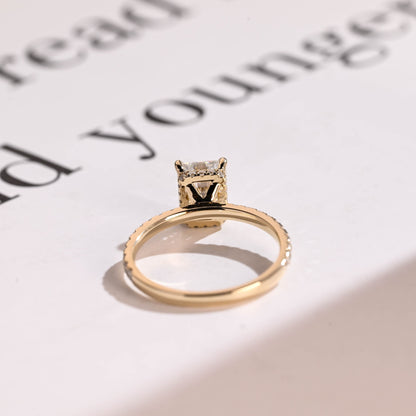 3.5 CT Radiant Cut Hidden Halo Moissanite Engagement Ring