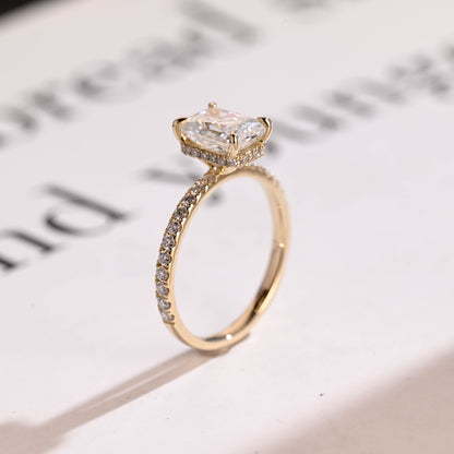 3.5 CT Radiant Cut Hidden Halo Moissanite Engagement Ring
