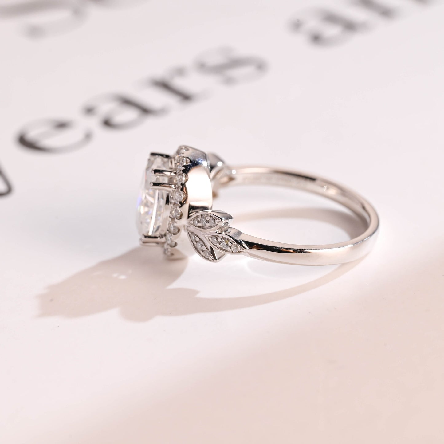 3.5 CT Oval Cut Halo Moissanite Engagement Ring