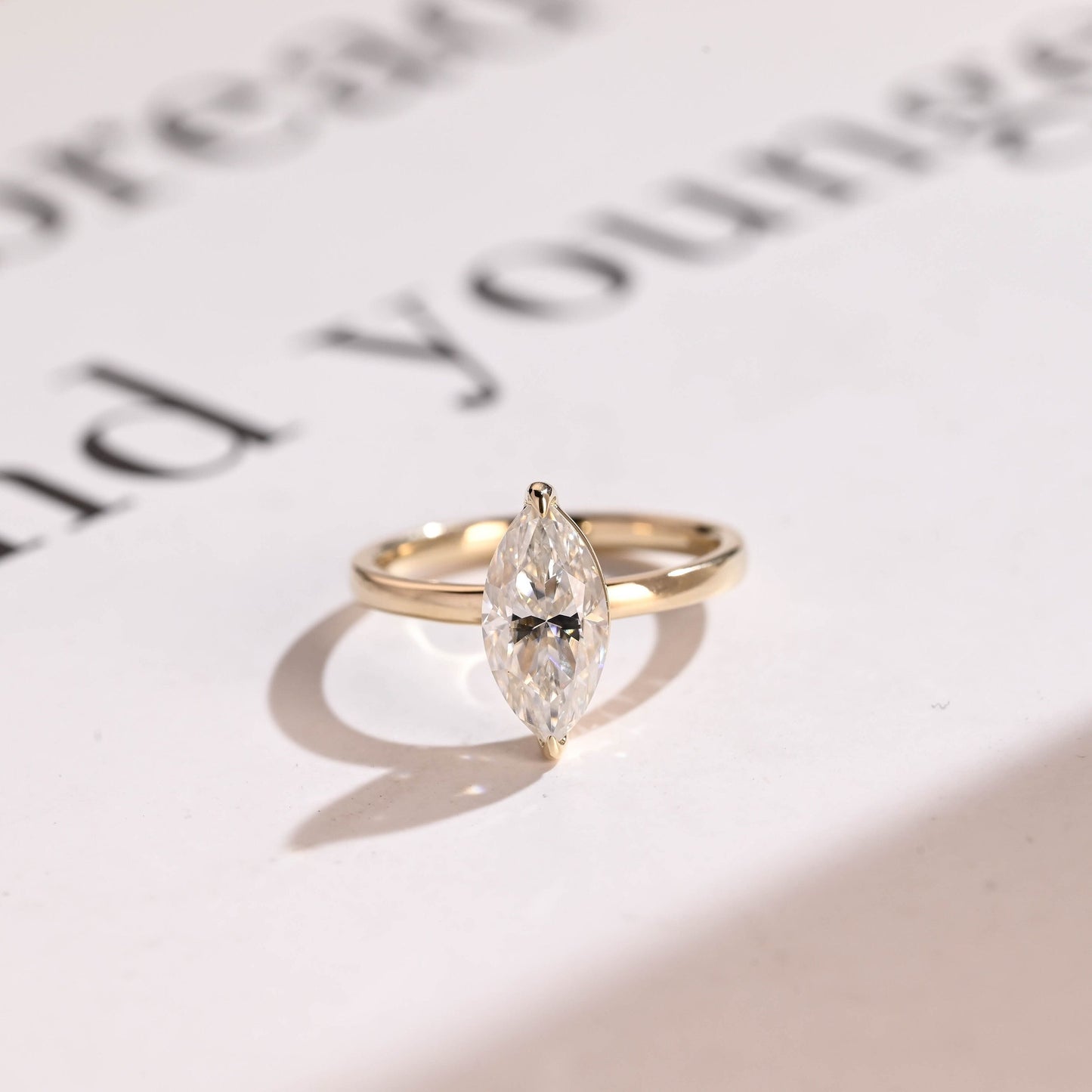 3.0 CT Marquise Cut Solitaire Moissanite Engagement Ring