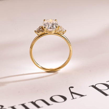 2.5 CT Oval Cut Cluster Moissanite Engagement Ring