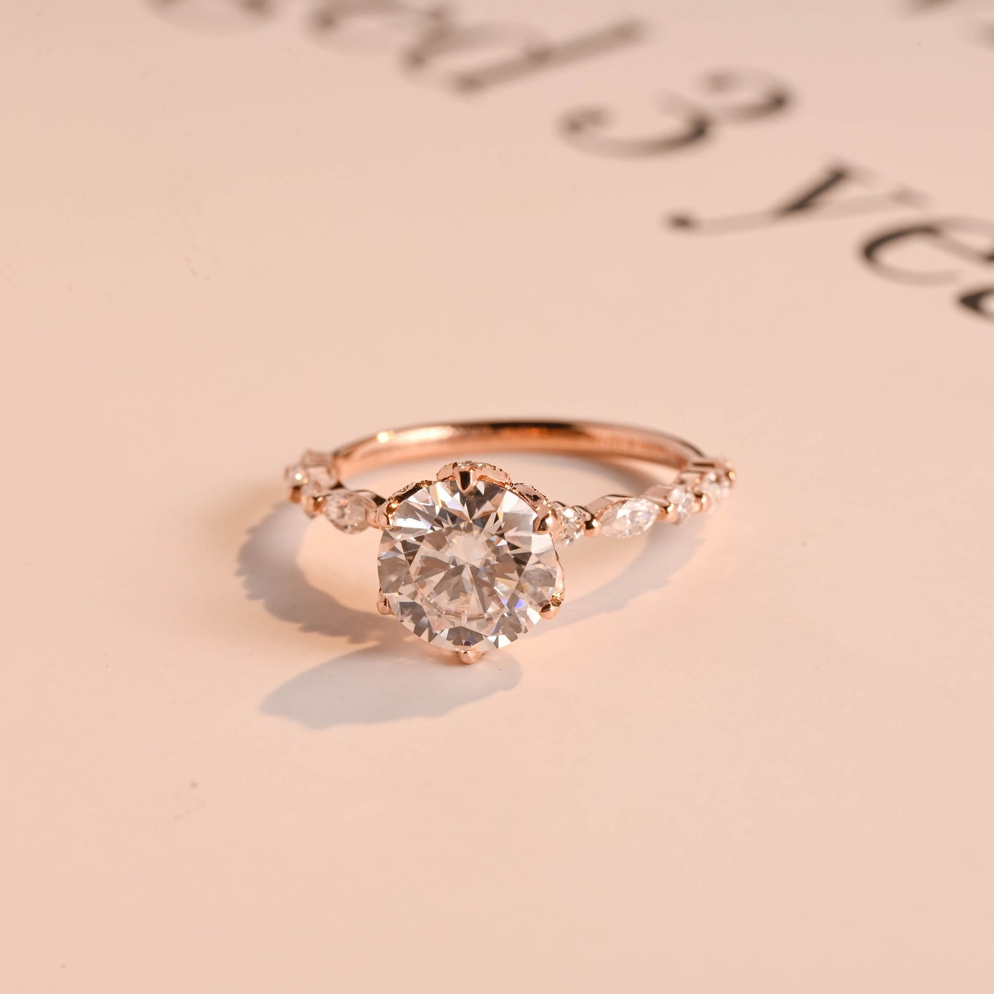 2.5 CT Round Cut Pave Moissanite Engagement Ring