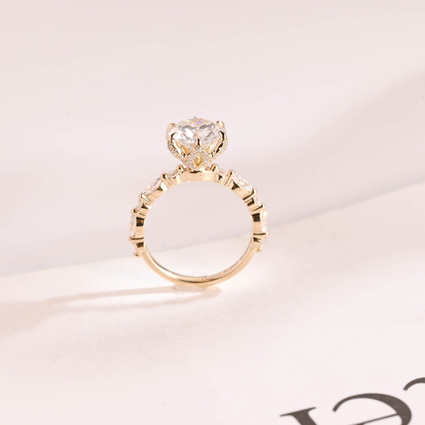 2.5 CT Round Cut Pave Moissanite Engagement Ring