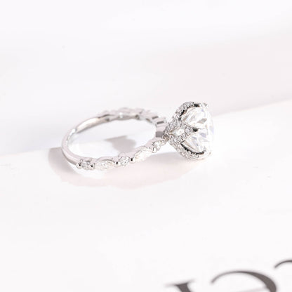 2.5 CT Round Cut Pave Moissanite Engagement Ring