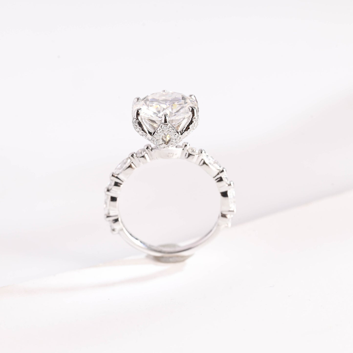 2.5 CT Round Cut Pave Moissanite Engagement Ring