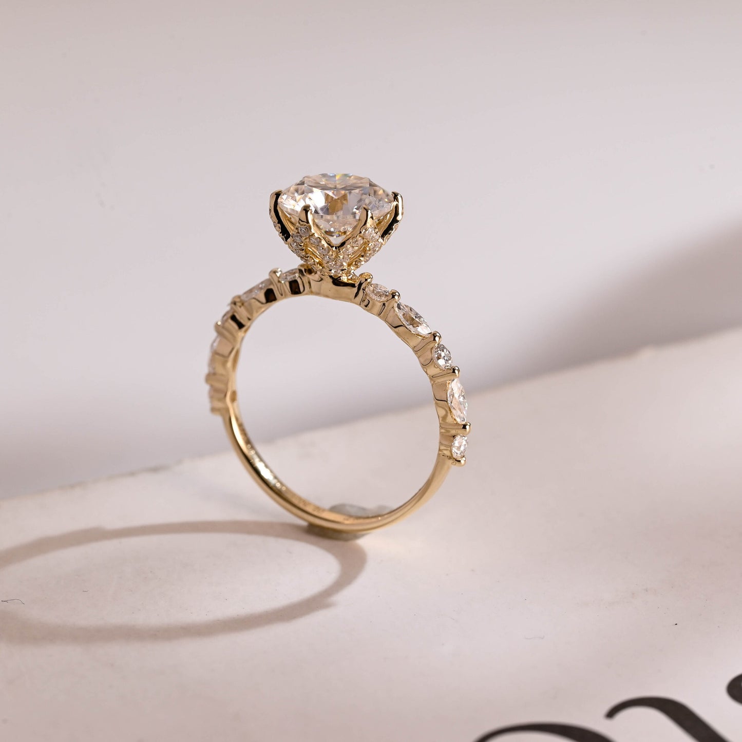 3.0 CT Round Cut Pave Moissanite Engagement Ring