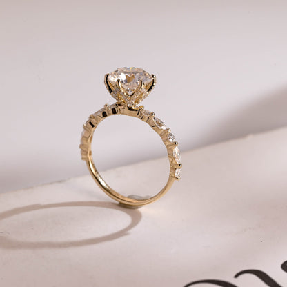 3.0 CT Round Cut Pave Moissanite Engagement Ring