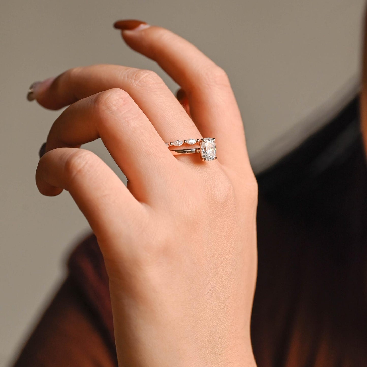 3.0 CT Elongated Cushion Cut Solitaire Moissanite Engagement Ring