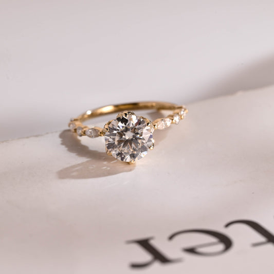 3.0 CT Round Cut Pave Moissanite Engagement Ring