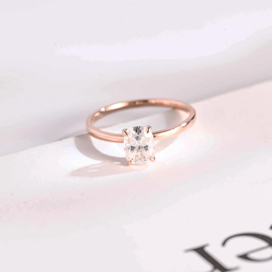 3.0 CT Elongated Cushion Cut Solitaire Moissanite Engagement Ring