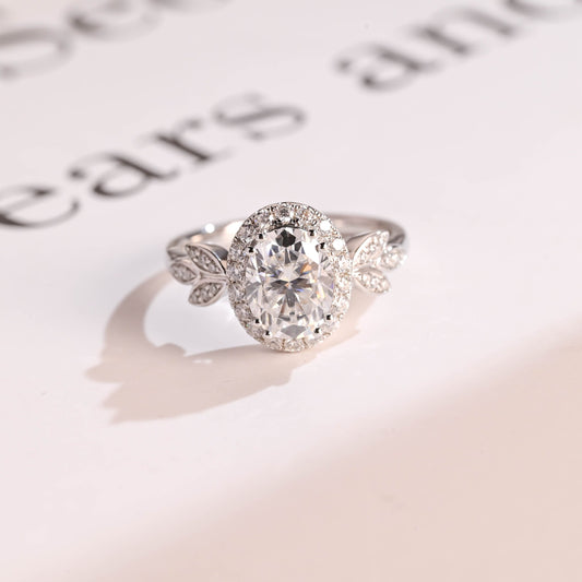 3.5 CT Oval Cut Halo Moissanite Engagement Ring