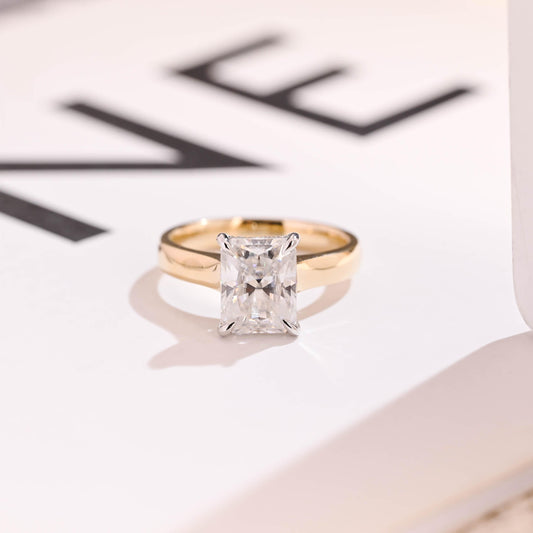3.5 CT Radiant Cut Hidden Halo Moissanite Engagement Ring