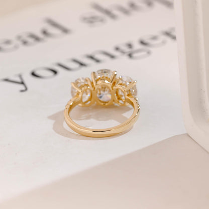 3.5 CT Oval Cut Three Stone Moissanite Engagement Ring