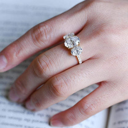 3.5 CT Oval Cut Three Stone Moissanite Engagement Ring