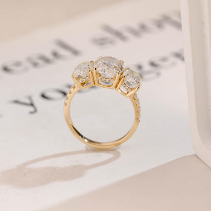 3.5 CT Oval Cut Three Stone Moissanite Engagement Ring