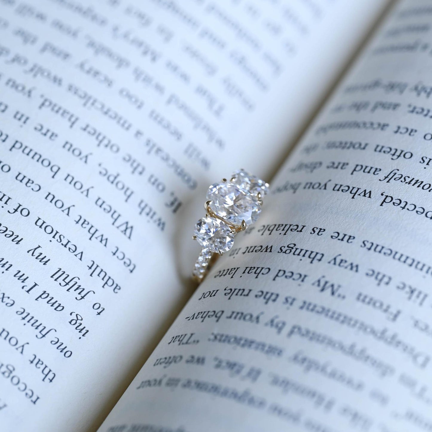 3.5 CT Oval Cut Three Stone Moissanite Engagement Ring