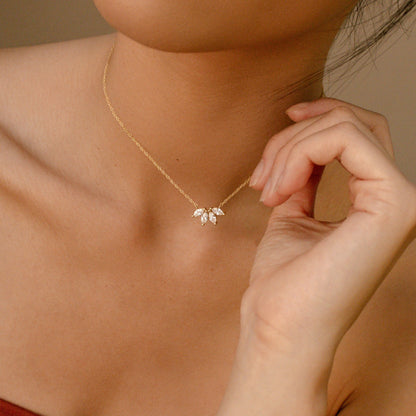 Delilah-0.40 TCW Marquise Flower Petal Moissanite Necklace