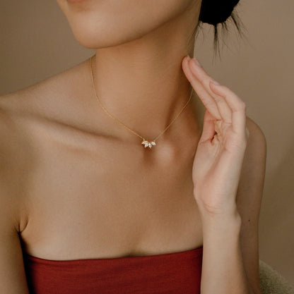 Delilah-0.40 TCW Marquise Flower Petal Moissanite Necklace