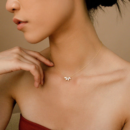 Delilah-0.40 TCW Marquise Flower Petal Moissanite Necklace