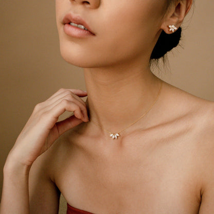 Delilah-0.40 TCW Marquise Flower Petal Moissanite Necklace