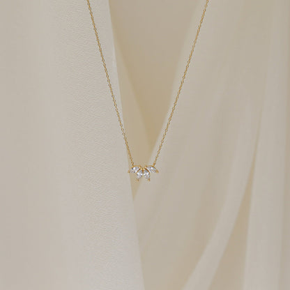 Delilah-0.40 TCW Marquise Flower Petal Moissanite Necklace