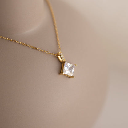Genevieve-2.50 CT Princess Solitaire Moissanite Necklace