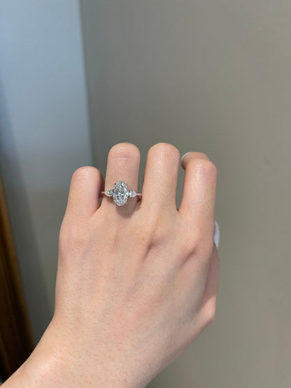 Jeffrey- 3.0 CT Oval Three Stone Style Moissanite Ring