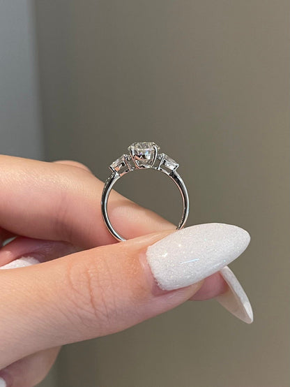 Jeffrey- 3.0 CT Oval Three Stone Style Moissanite Ring