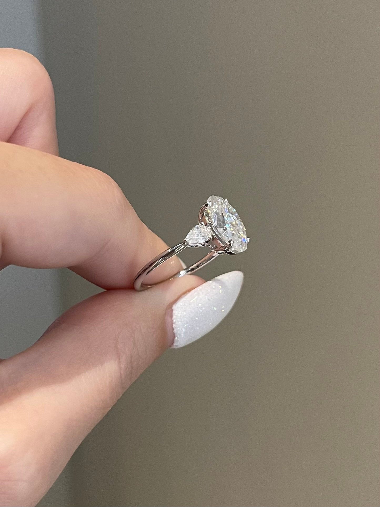 Jeffrey- 3.0 CT Oval Three Stone Style Moissanite Ring
