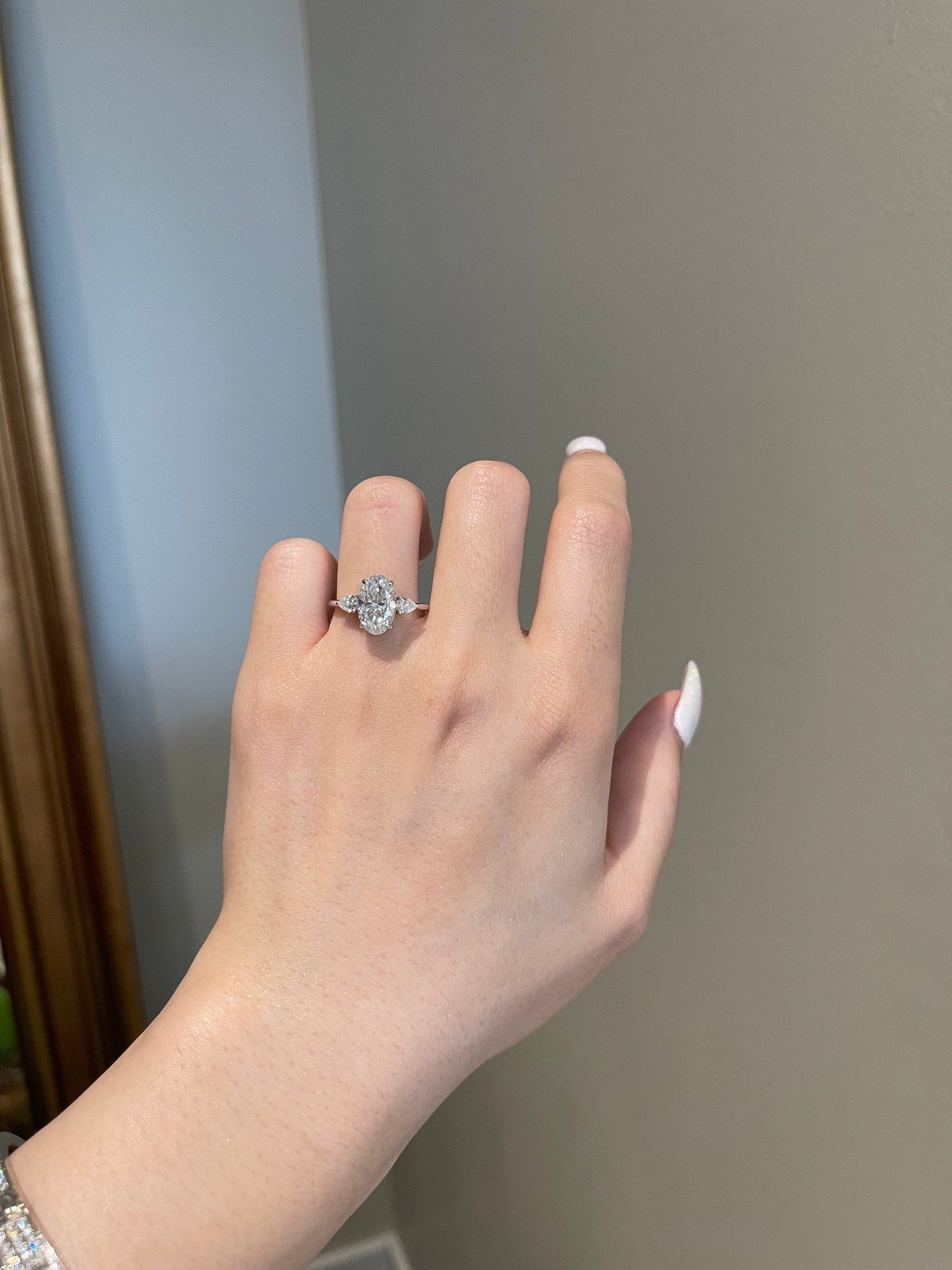 Jeffrey- 3.0 CT Oval Three Stone Style Moissanite Ring