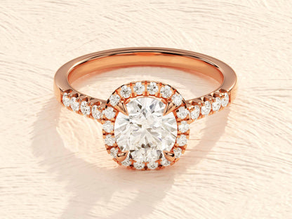 Kyle- 1.0 CT Cushion Halo Pave Moissanite Ring
