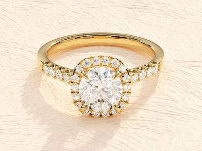 Kyle- 1.0 CT Cushion Halo Pave Moissanite Ring