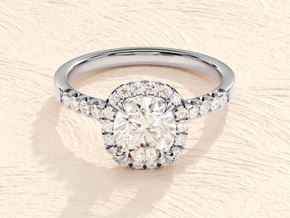 Kyle- 1.0 CT Cushion Halo Pave Moissanite Ring