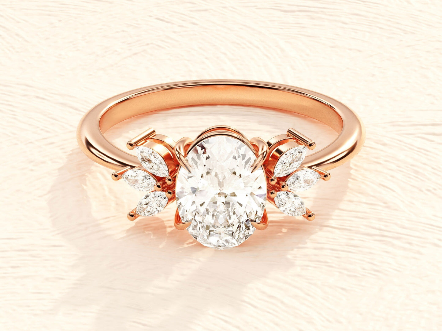 Joan- 1.50 CT Oval Cluster Moissanite Ring