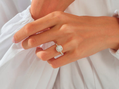 Kyle- 1.0 CT Cushion Halo Pave Moissanite Ring