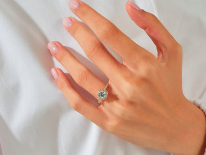 Kyle- 1.0 CT Cushion Halo Pave Moissanite Ring