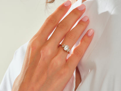 Joan- 1.50 CT Oval Cluster Moissanite Ring