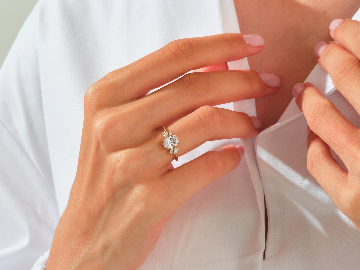 Joan- 1.50 CT Oval Cluster Moissanite Ring