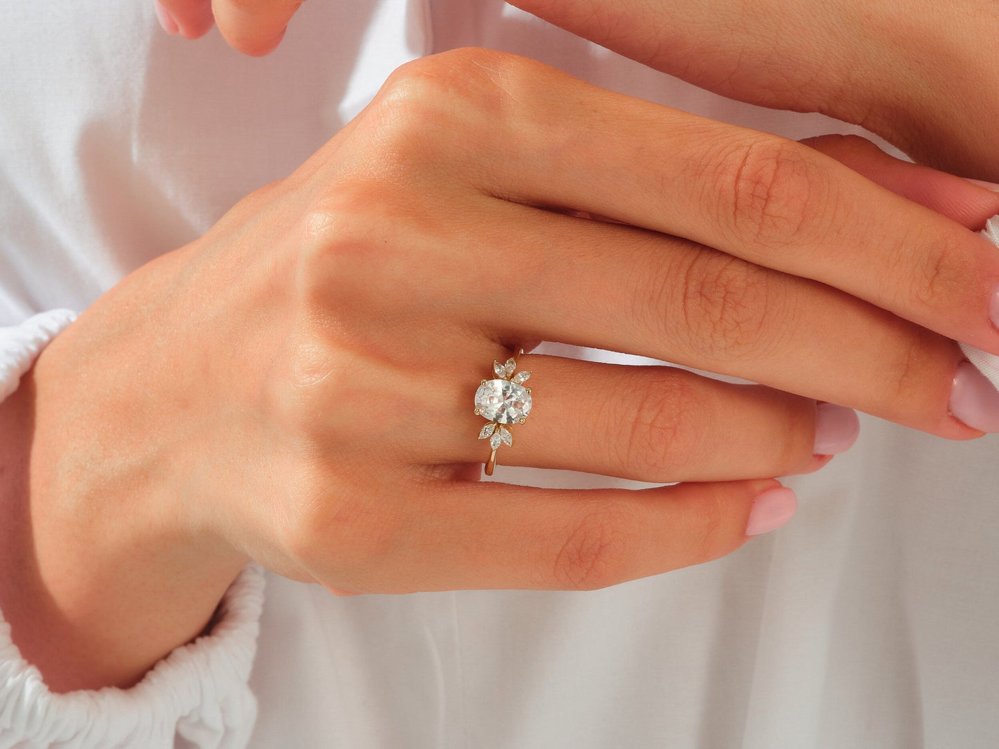 Joan- 1.50 CT Oval Cluster Moissanite Ring
