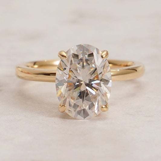 3.0 CT Oval Cut Solitaire Moissanite Engagement Ring